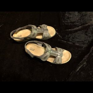 Clarks navy blue Sandles. Size 10